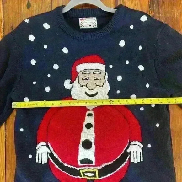 Ugly Christmas Sweater Holiday Winter Santa Fat Belly in Blizzard Size Medium - Picture 6 of 7